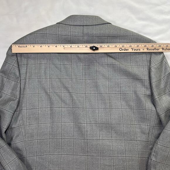 Lauren Ralph Lauren Blazer Mens Size 42R Gray Windowpane Silk Wool Sports Coat - Picture 13 of 16